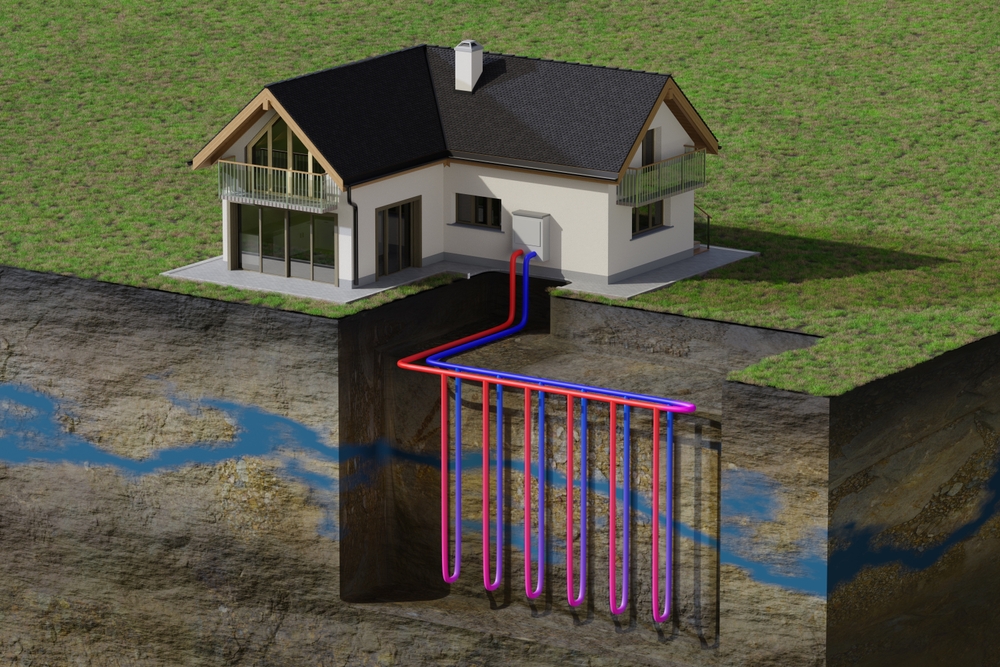 Grundwasserwärmepumpe in einem Einfamilienhaus